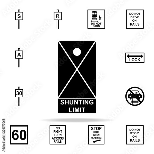 shunting limit icon. Railway Warnings icons universal set for web and mobile