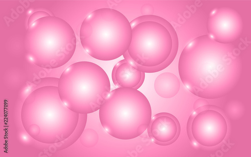 Abstract texture of pink smooth three-dimensional balls of circles of bubbles eggs of smooth unusual beautiful luminous light air. The background. Vector illustration