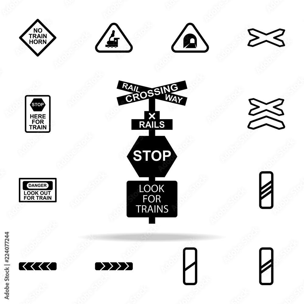 stop sign train icon. Railway Warnings icons universal set for web and mobile stop sign train icon. Railway Warnings icons universal set for web and mobile