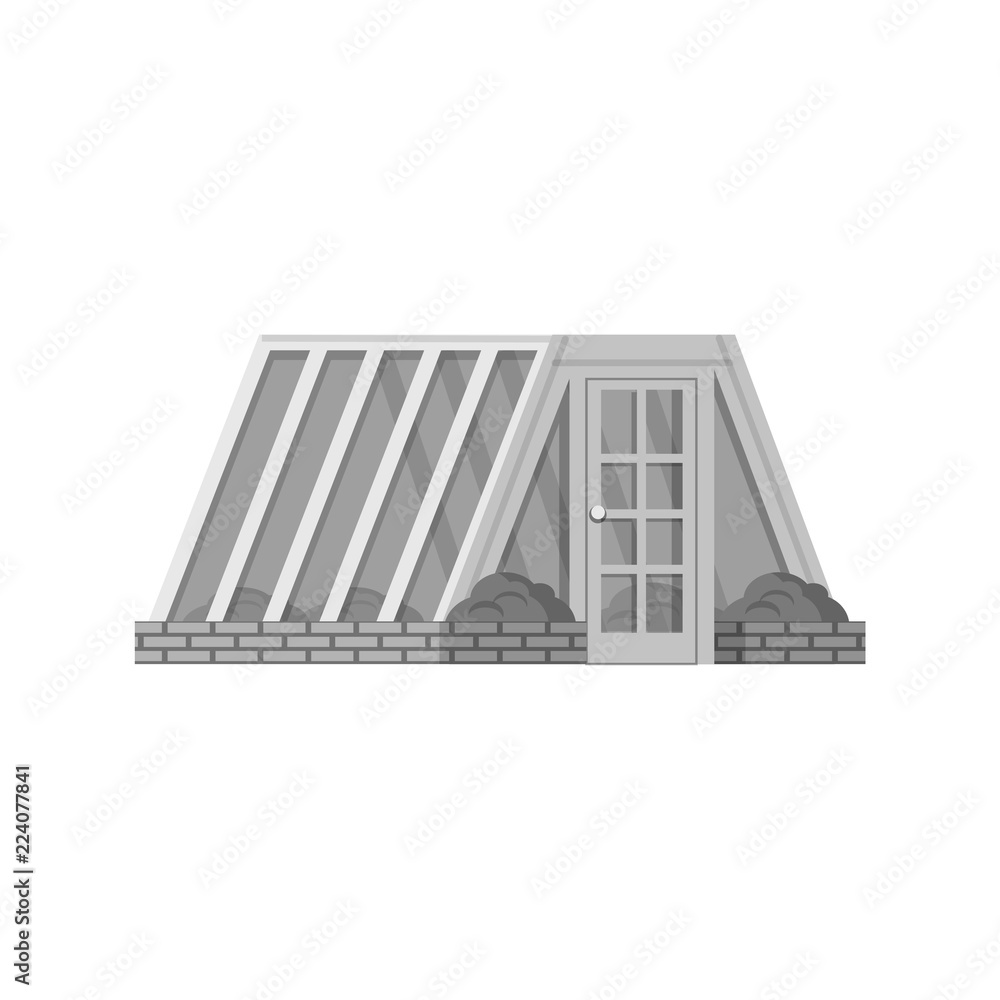 Fototapeta premium Vector illustration of greenhouse and plant sign. Collection of greenhouse and garden stock vector illustration.