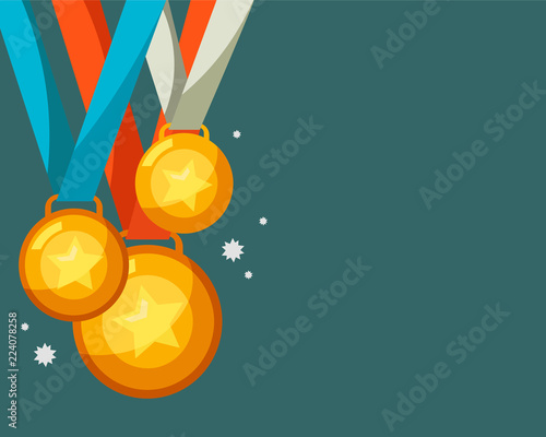 Gold medal with copy space background vector illustration photo