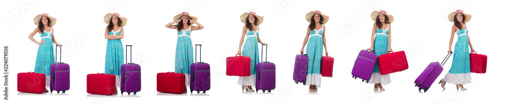 Woman going to summer vacation isolated on white Woman going to summer vacation isolated on white