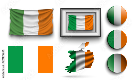 set of ireland flags collection isolated