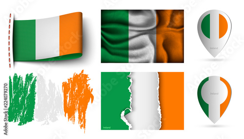 set of ireland flags collection isolated