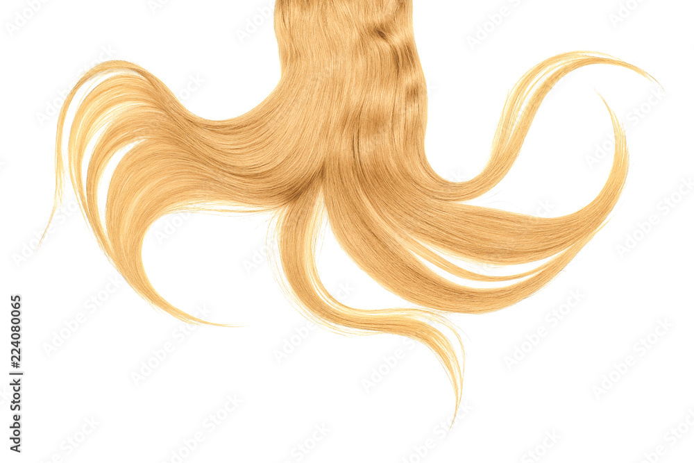 Long disheveled blond hair, isolated on white background