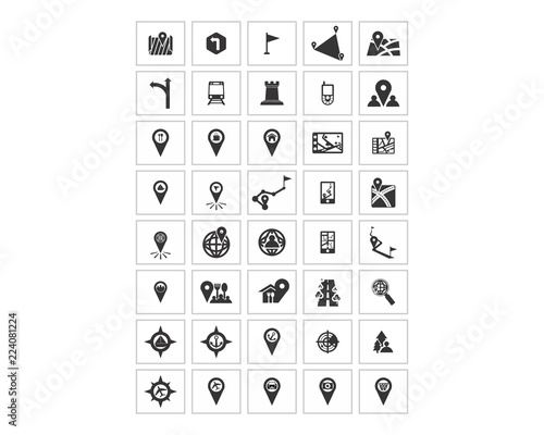 direction marker pin path global positioning system image vector icon logo