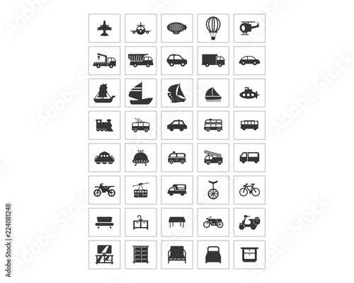 variation mixed transport furniture image vector icon logo symbol set