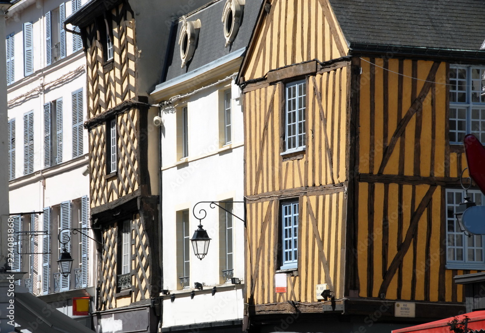 Ville de Dreux, façades à colombages du centre historique, département d'Eure et Loir, Normandie, France