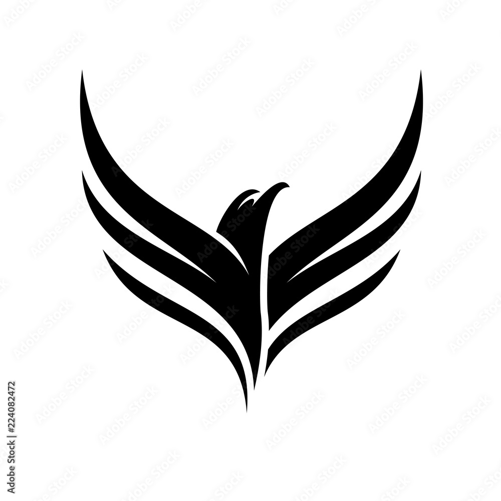 Naklejka premium Czarny Eagle Fly Logo Design Inspiration Vector