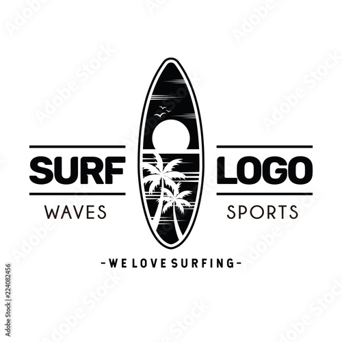 Surfing logo and emblems for Surf Club or shop Logo Design Inspiration Vector 