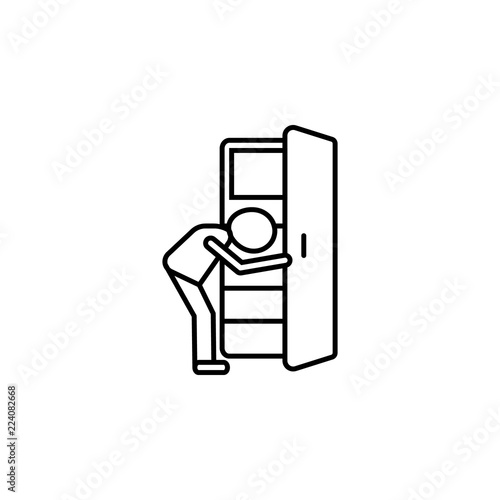 Poor and empty refrigerator icon. Element of poverty social life icon for mobile concept and web apps. Thin line Poor and empty refrigerator icon can be used for web and mobile