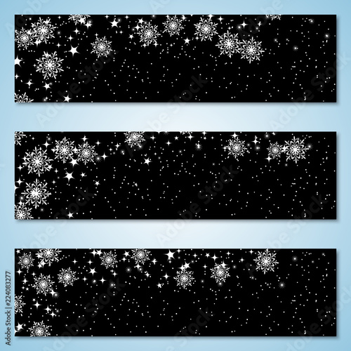 Christmas and New Year black vector banners collection