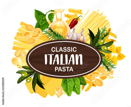 Italian macaroni and spaghetti, olive oil