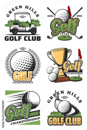 Golf game and sport club icons