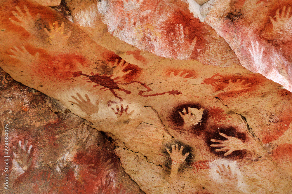 Arte rupestre - Cueva de las Manos - Argentina Stock Photo | Adobe Stock