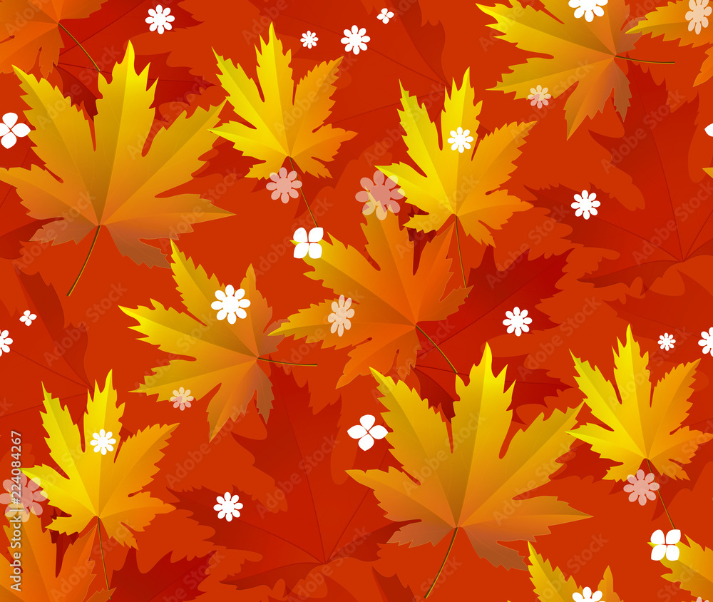 Autumn leaves, seamless pattern, vector background. Autumn leaves, seamless pattern, vector background.