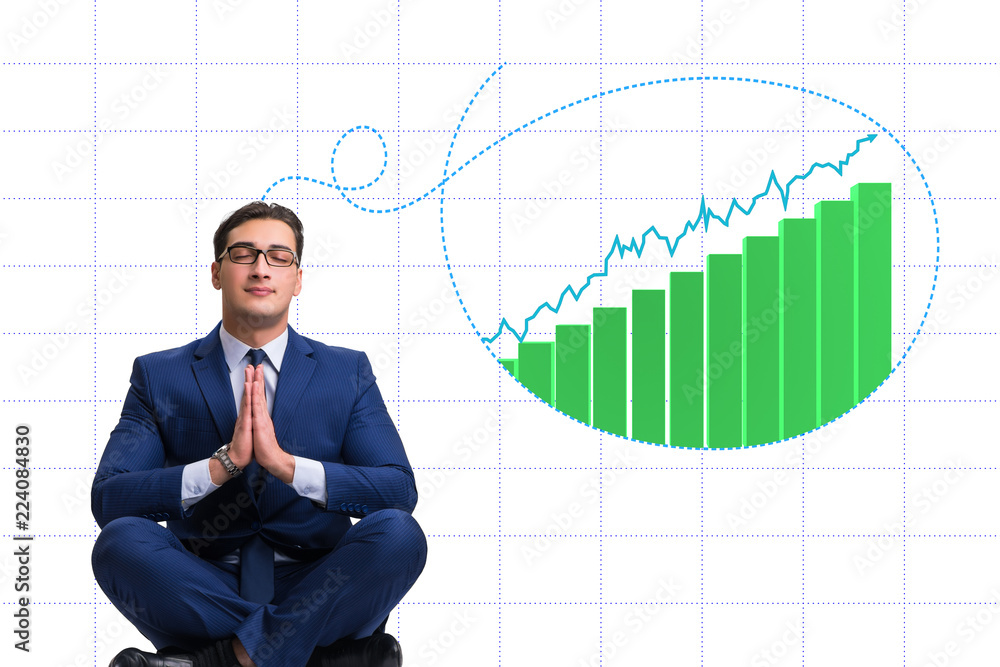 Businessman dreaming of economy and market recovery growth Businessman dreaming of economy and market recovery growth