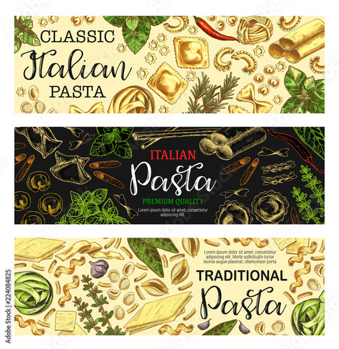 Italian pasta and macaroni food sketch