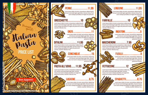 Italian cuisine pasta menu template