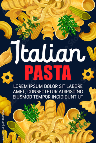 Italian pasta, macaroni and spaghetti food