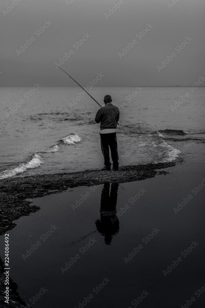 Ohrid  Republic of Macedonia - man fishing 