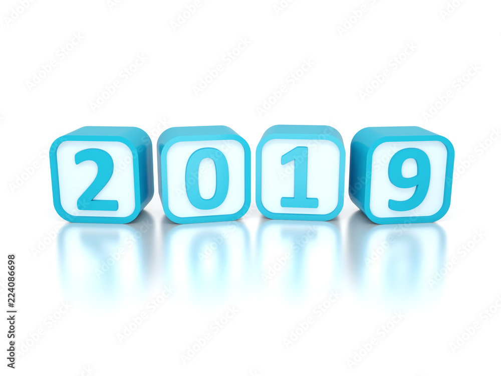 New Year 2019 Creative Design Concept - 3D Rendered Image New Year 2019 Creative Design Concept - 3D Rendered Image