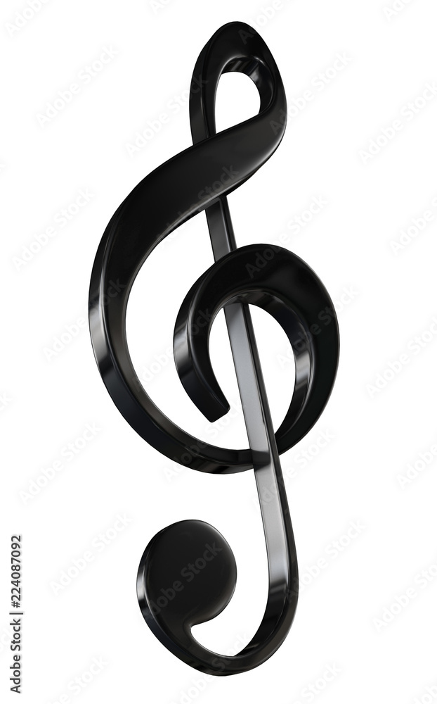 treble clef black in white background 3D illustration treble clef black in white background 3D illustration