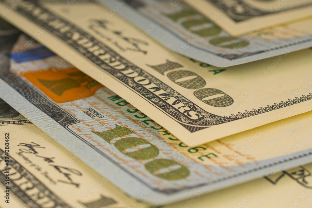 Fototapeta premium 100 dollars, background with paper money