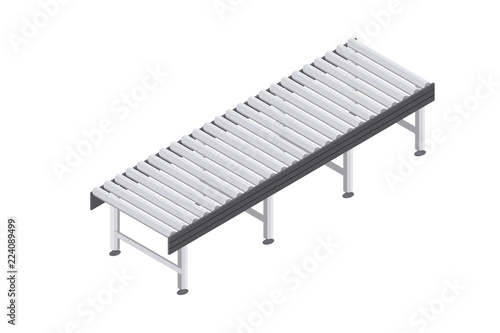 Conveyor rollers for a process line. Vector illustration isometric.