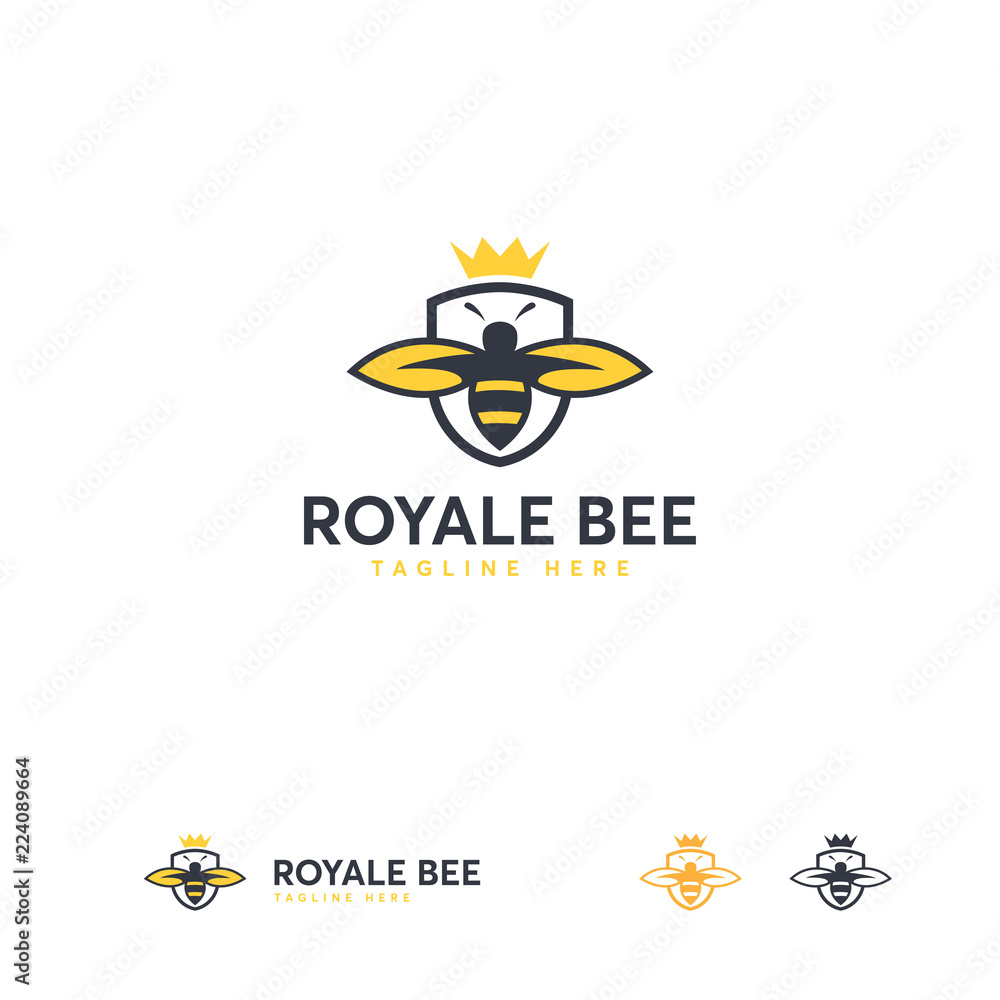Royale Bee logo designs template, Honey Shield logo template designs