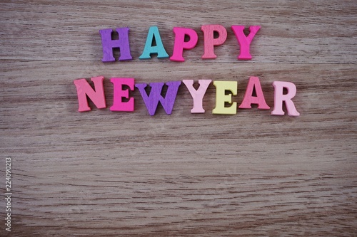 happy new year letter wooden alphabet
