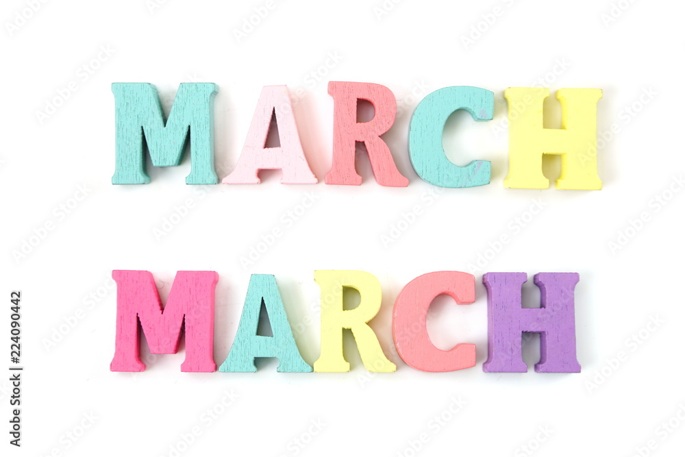 colorful march alphabet letter isolated on white background background colorful march alphabet letter isolated on white background background
