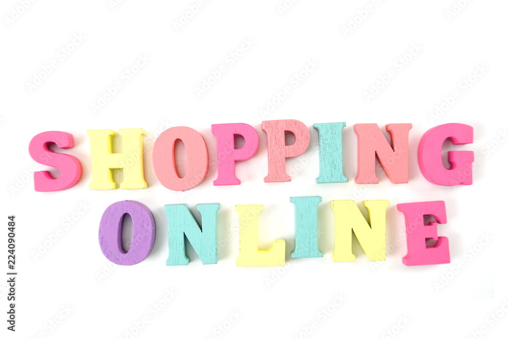Shopping Online word letters isolated on white background Shopping Online word letters isolated on white background