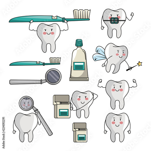 Set of tooth cartoons