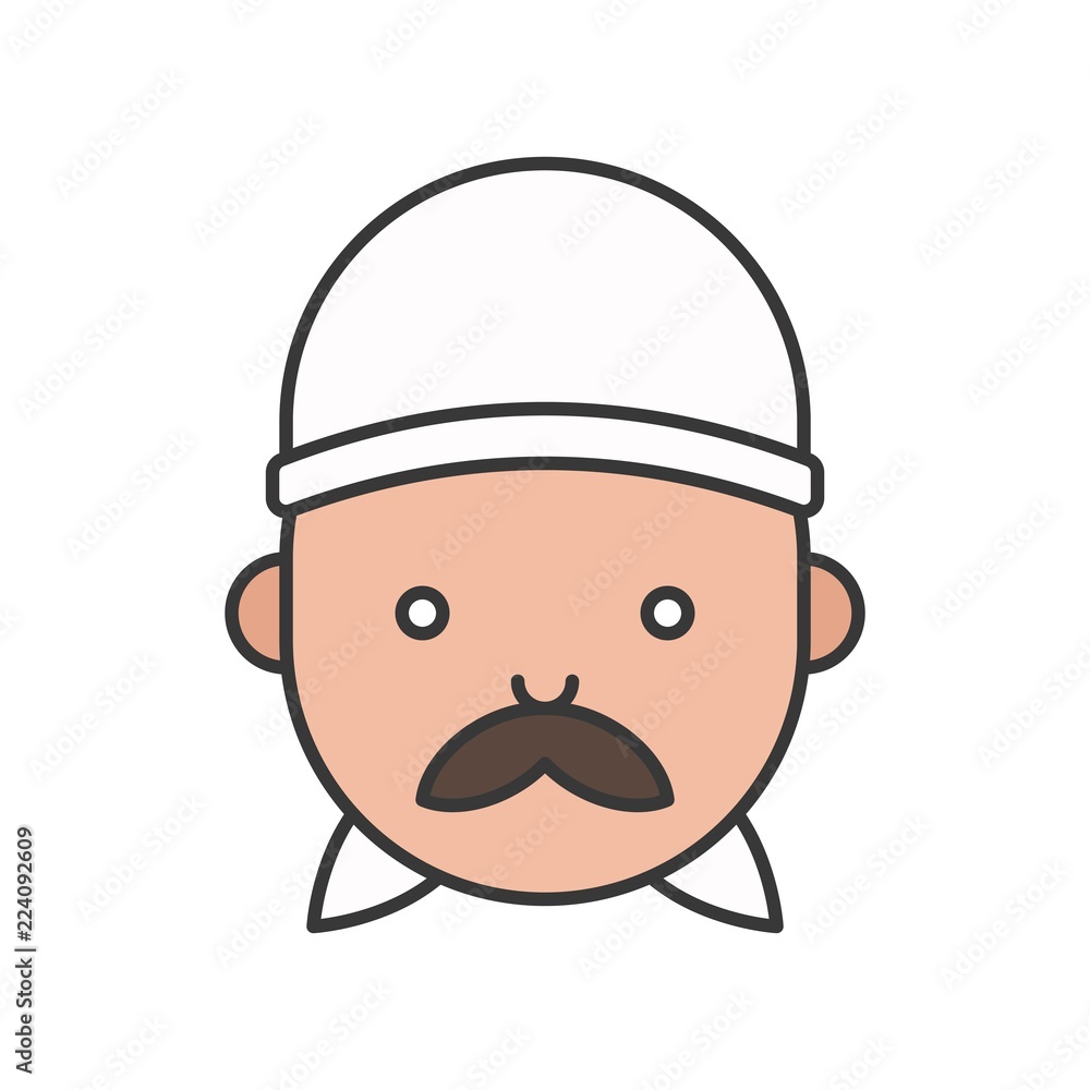 Cute chef head filled outline icon, editable stroke Cute chef head filled outline icon, editable stroke