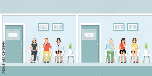 Patients waiting for doctor at front of exam room.
