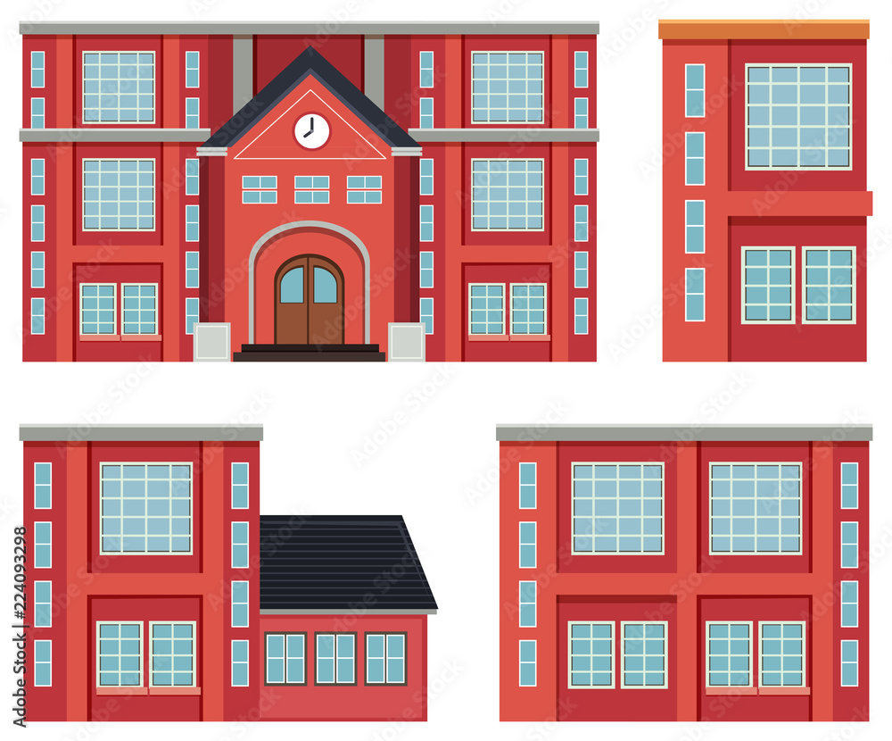 Set of red building concept Set of red building concept