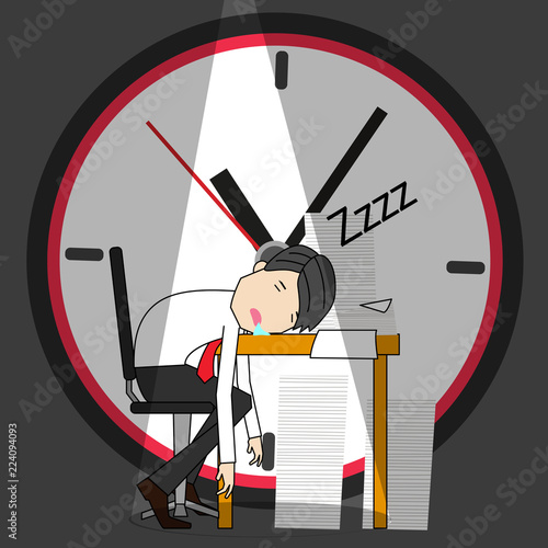 Business man sleeping at his office desk
