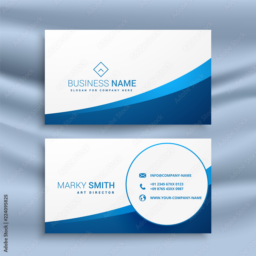 clean blue wavy business card design clean blue wavy business card design