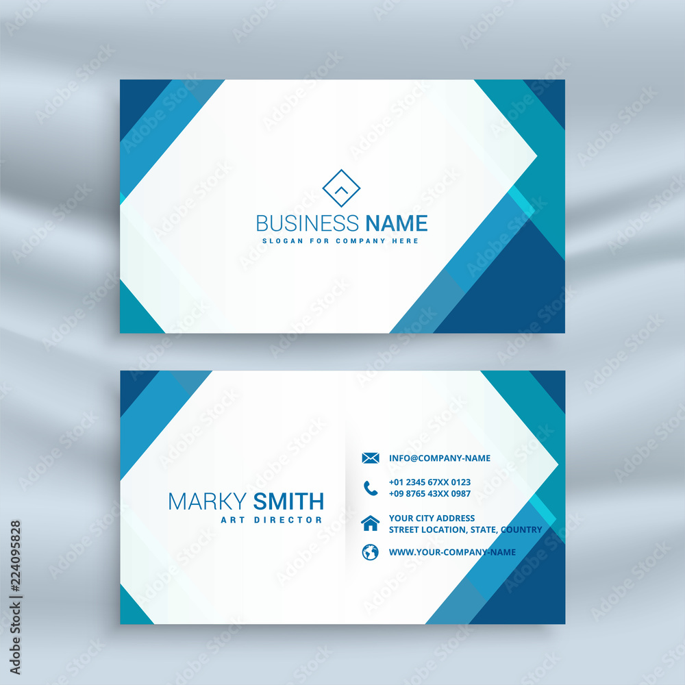 professional blue geometric business card design professional blue geometric business card design