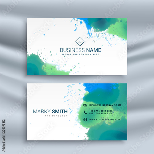 abstract business card with ink splash design