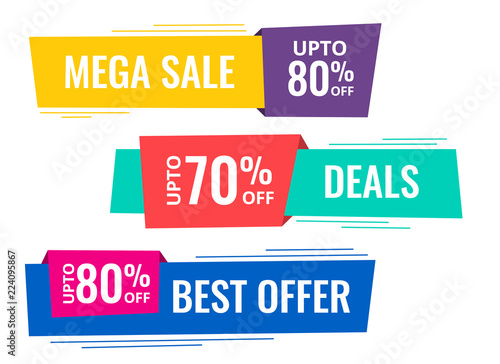 set of horizontal sale banners