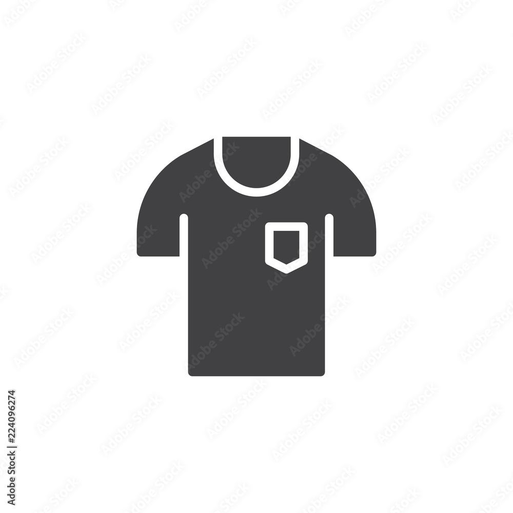 T-shirt with pocket vector icon. filled flat sign for mobile concept and web design. Shirt simple solid icon. Symbol, logo illustration. Pixel perfect vector graphics T-shirt with pocket vector icon. filled flat sign for mobile concept and web design. Shirt simple solid icon. Symbol, logo illustration. Pixel perfect vector graphics