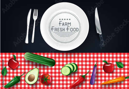 Low carbohydrate diet poster. Colourful vector illustration isolated on a dark grey background. Healthy eating concept