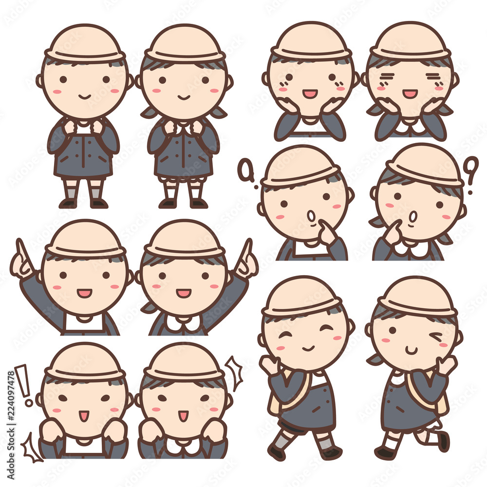 Fototapeta premium こども園児男の子女の子の喜怒哀楽