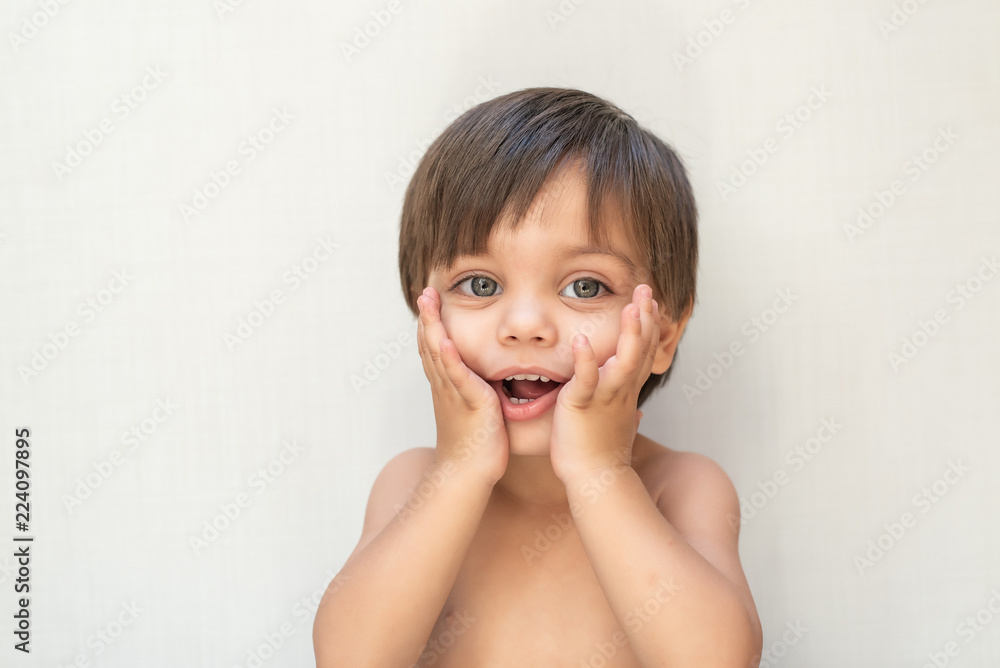 Cute baby boy toddler - Hands on face Cute baby boy toddler - Hands on face