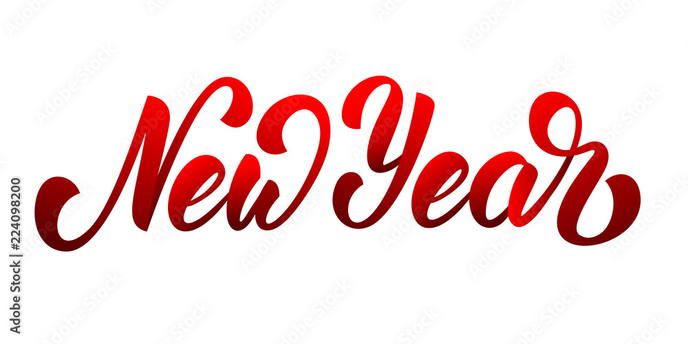 New Year. Brush calligraphy lettering design New Year