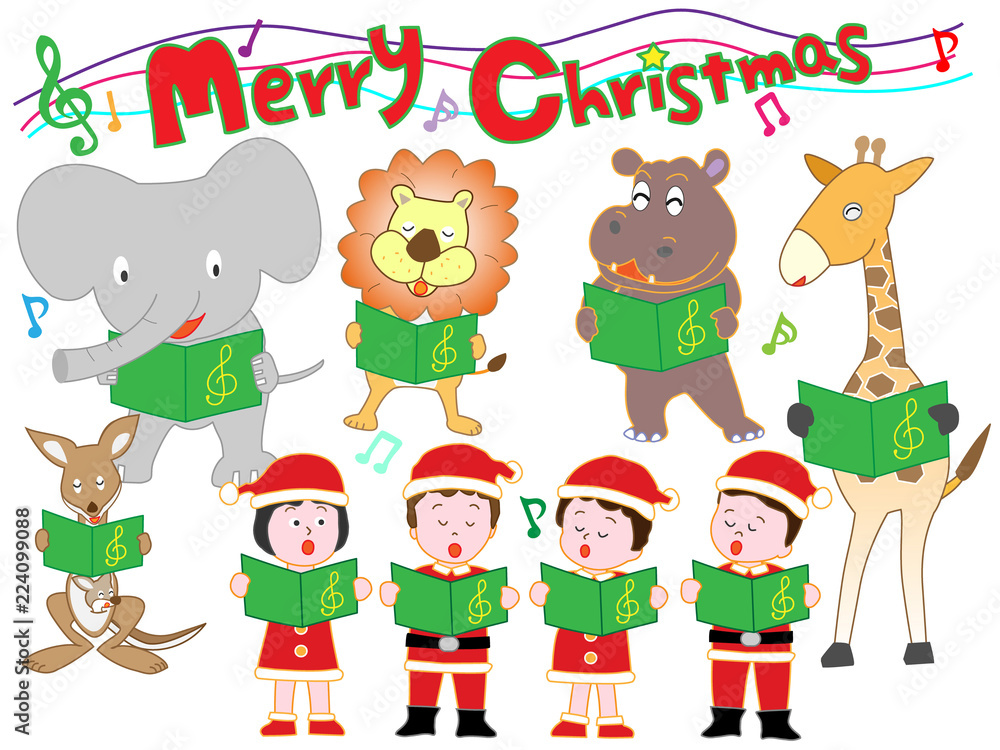 Fototapeta premium 動物と子供たちのクリスマスコンサート