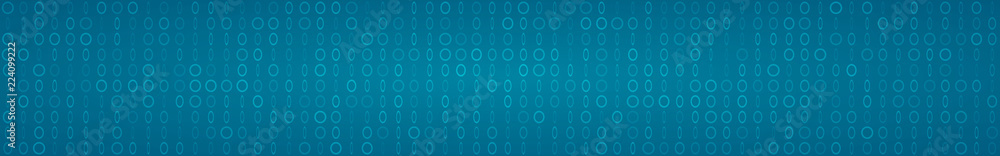 Abstract horizontal banner or background of small rings and ellipses in light blue colors.