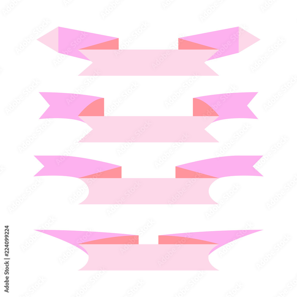 Fototapeta premium pink ribbon banner set on white background